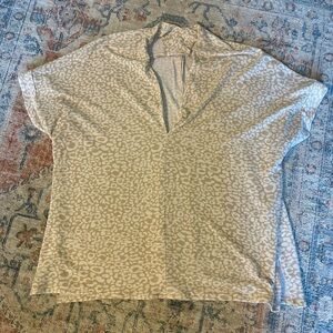 Karlie Beige Animal-Print V-Neck Women’s Top